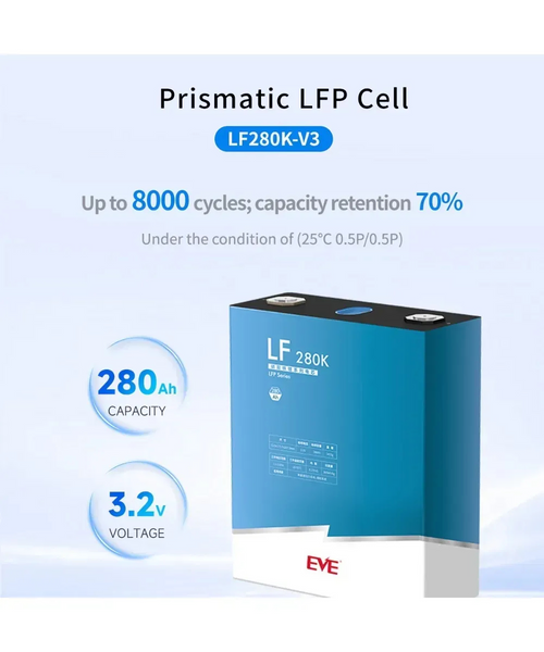 🔋 LiFePO4 EVE 280Ah Grade A 3.2V LF280K-V3 (6-mm-Anschluss, 2 Pole) kaufen &ndash; g&uuml;nstiger Preis & schnelle Lieferung LF280K-V3 фото