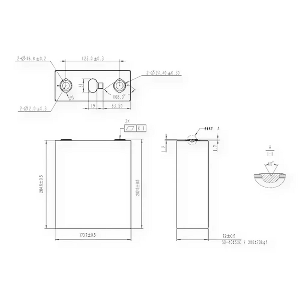 🔋 LiFePO4 EVE Zellen 3.2V/280Ah | Grade A (896Wh) | Innenwiderstand 0,18 m&Omega; | 4 Anschl&uuml;sse | LF280K-V3 LF280K-V3_4head фото