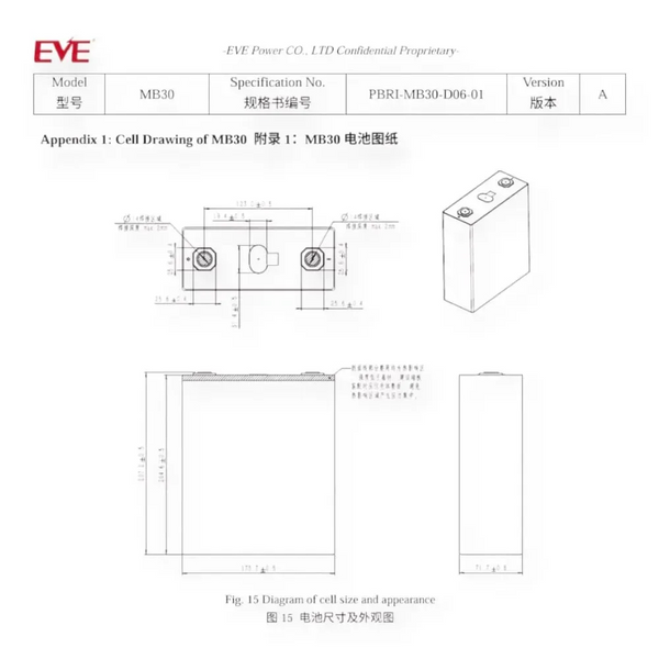 🔋 LiFePO4 EVE 306Ah Grade A 3.2V MB30 (je 1 Anschluss pro Seite) kaufen &ndash; g&uuml;nstiger Preis & schnelle Lieferung MB30 фото